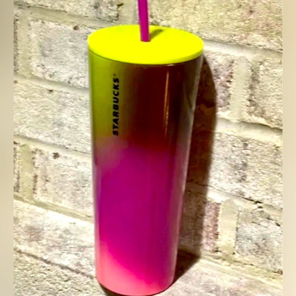 Starbucks 2022 Stainless Tumbler Ombre purple pink green lime stainless steel 24
